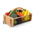 Garden Hod Harvest Basket - Durable Wooden Harvesting Basket with Metal Mesh for Vegetable Picking and Gathering