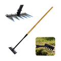 Gardenia Weeding Rake 2.0,60"Forged Iron Weeding Rake, Uproots Tough Weeds | Exclusive Double-Edged Thick 6-Tine Rake