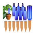 TINSKY 6 Sets Plant Watering Devices Terracotta Self Watering Spikes and 26 Oz Plastic Blue Bottles Slow Release
