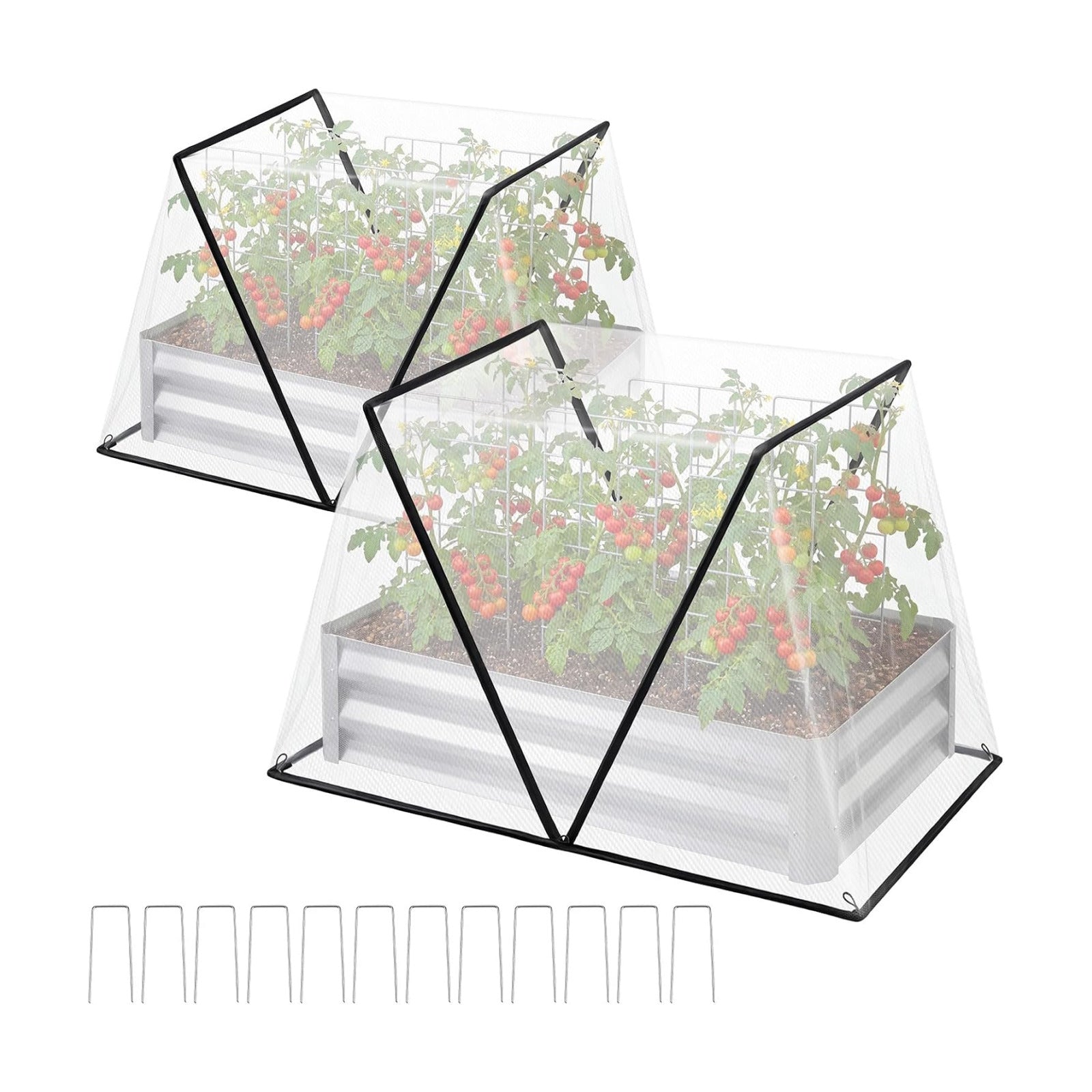 2 Pack Foldable Garden Bed Covers for Raised Beds, 55.1 x 27.6 x 23.62 in Mesh Plant Protector Net for 4 x 2 ft Beds
