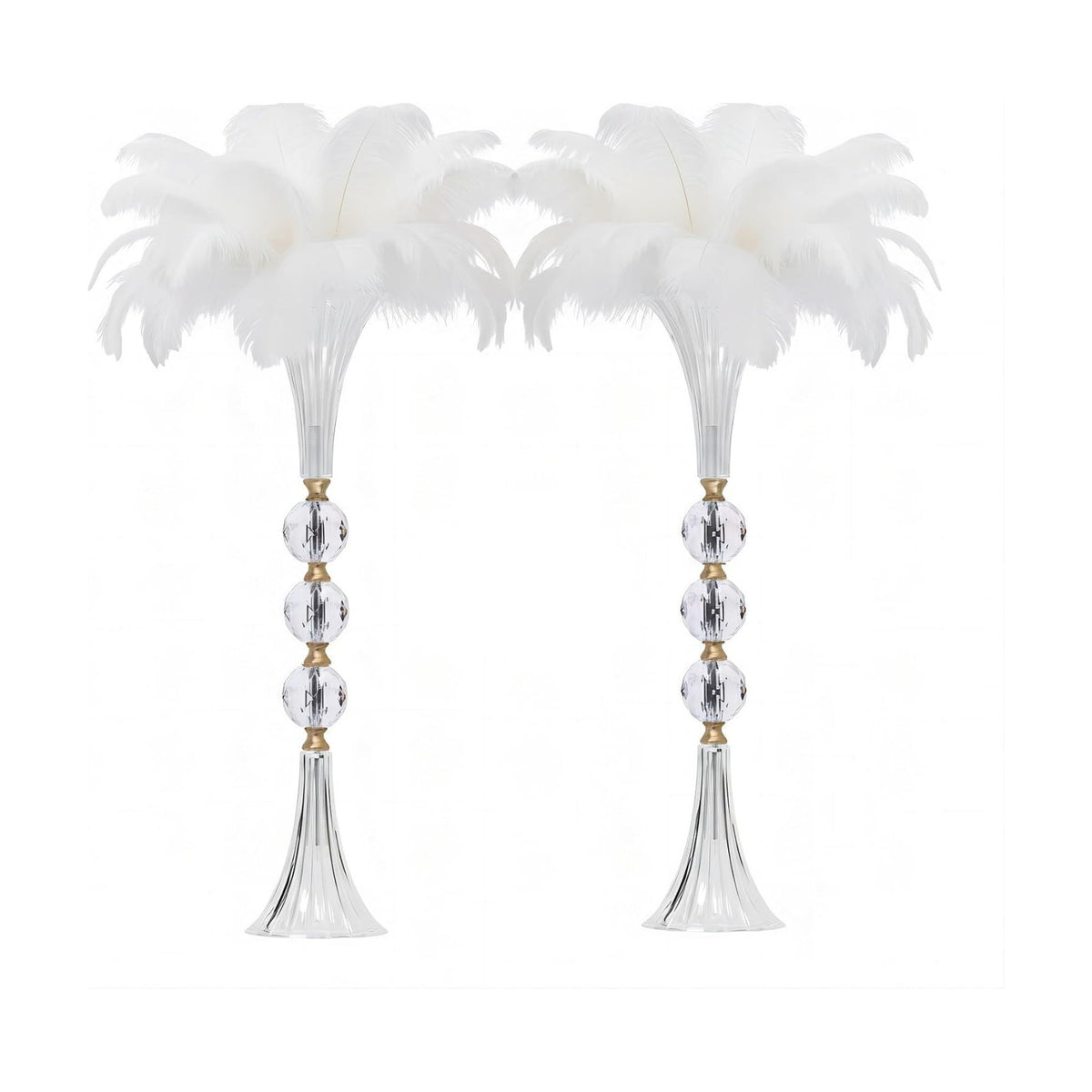 24.8" Tall Crystal Vases for Centerpieces, 2 Pcs Floral Trumpet Vases for Tables Wedding Centerpieces Bouquet Decorative, Acrylic Ribbed Flower Vase for Party Ceremony Centerpiece Dinner Event (2pcs)