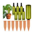 TINSKY 6 Sets Plant Watering Devices Terracotta Self Watering Spikes and 26 Oz Plastic Green Bottles Slow Release