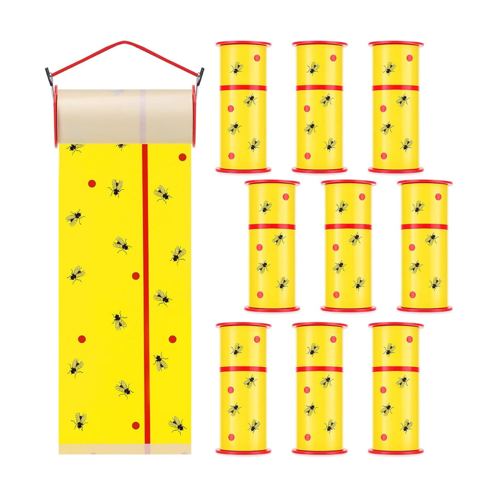 10 Rolls Sticky Fly Trap 30 ft Each, Fly Paper Strips for Indoor Outdoor Hanging Flies Tape Spotted Lanternfly Tree