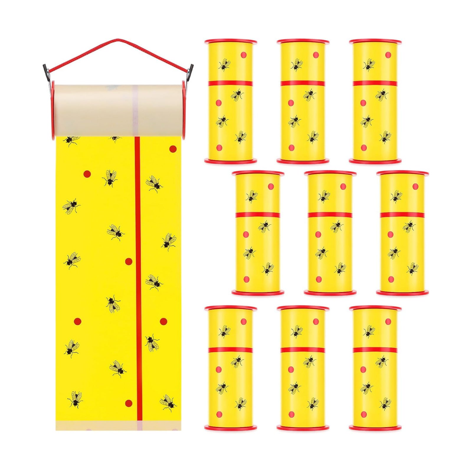 10 Rolls Sticky Fly Trap 30 ft Each, Fly Paper Strips for Indoor Outdoor Hanging Flies Tape Spotted Lanternfly Tree