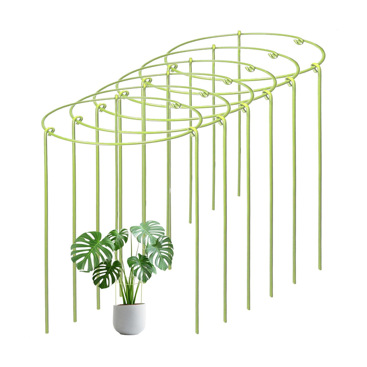 6-Pack Heavy Duty Plant Stakes and Supports for Indoor Outdoor Plants, Metal Support Stakes & Cage Rings, Ideal for Monstera, Peonies, Roses (6" W x 11" H)