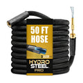 Hydrosteel PRO 50 Ft Heavy Duty Metal Garden Hose with Brass Nozzle | Made from 304 Stainless Steel, Flexible