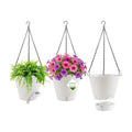 8 Inch Hanging Planters Indoor Outdoor, 3 Pack Plastic Self Watering Plant Pots with Drainage Holes & Saucers, Hanging