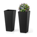 HAPPYGRILL 24" Tall Rattan Plant Pots Set of 2 with Adjustable Foot Pads | Outdoor Taper Planter w/Detachable Inner