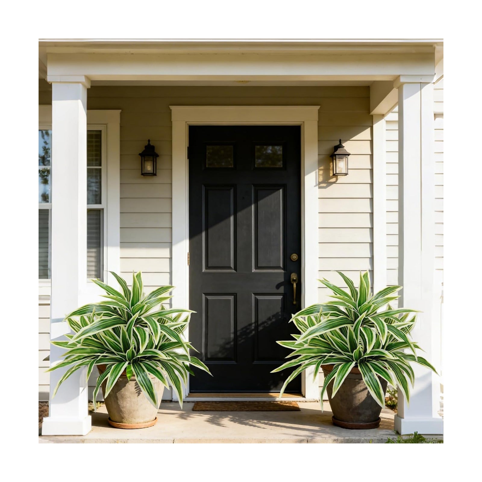 Fake Ferns,2 Planter 35in Outdoor Faux Plants UV Resistant,3D Real Touch Fake Plants Total 160 Blades,Weatherproof