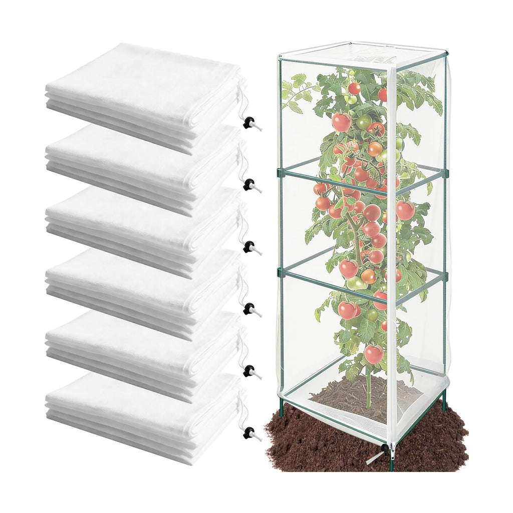 6 Pack Tomato Cage Netting Covers for Square Tomato Cages, 41.4" × 17.4" Fine Mesh Garden Netting with Easy-Access