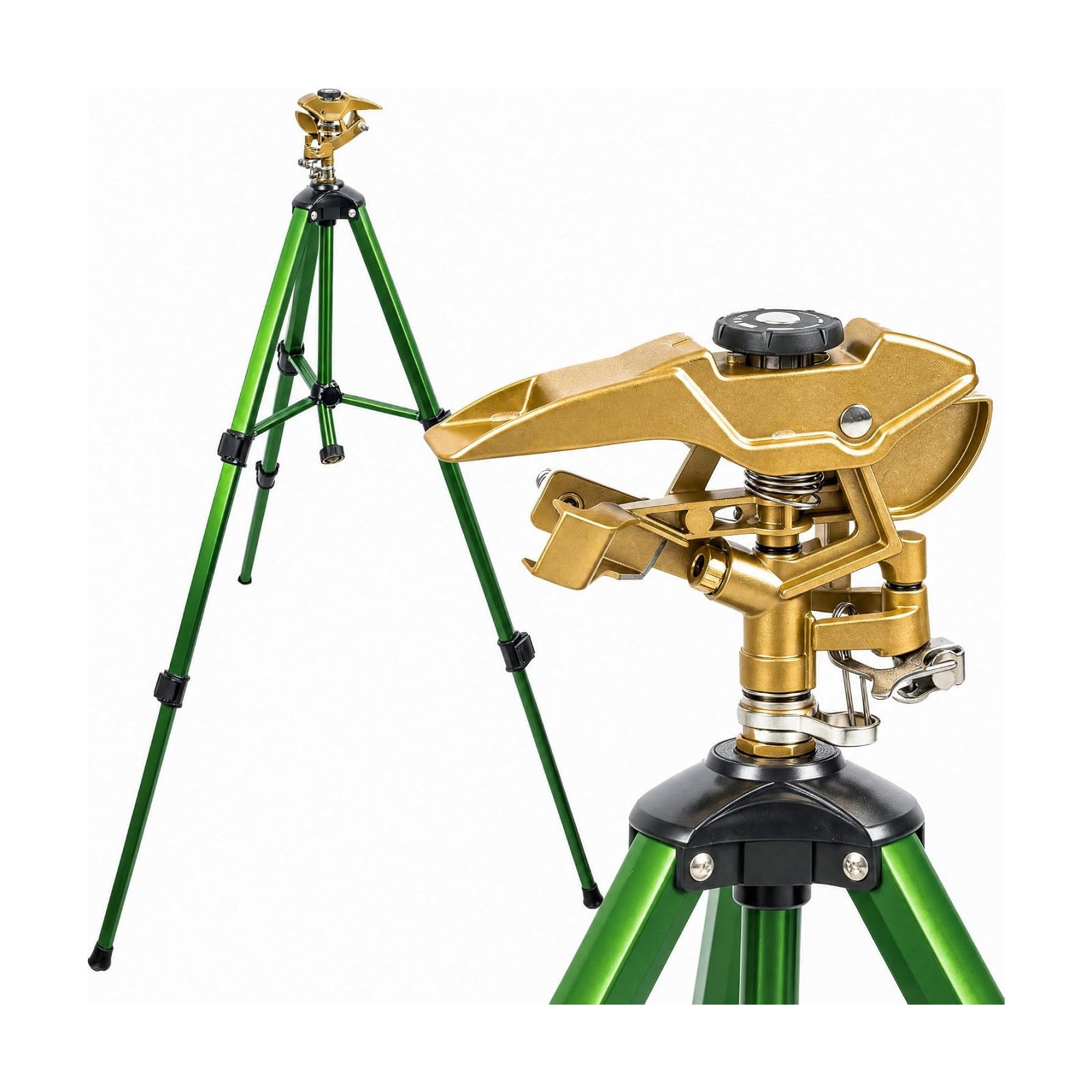 LIULO TOOL Large Impact Sprinkler on Tripod Base, Heavy Duty Zinc Alloy Sprinkler for Yard with Adjustable Head and