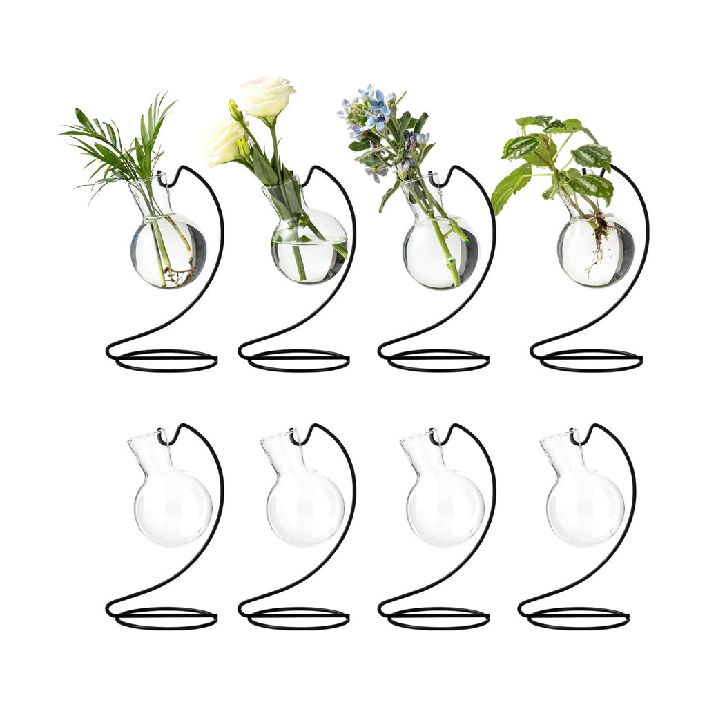 Desktop Glass Plant Propagation Station with Metal Stand, Tabletop Plant Terrarium,Hydroponics Vase for Propagating