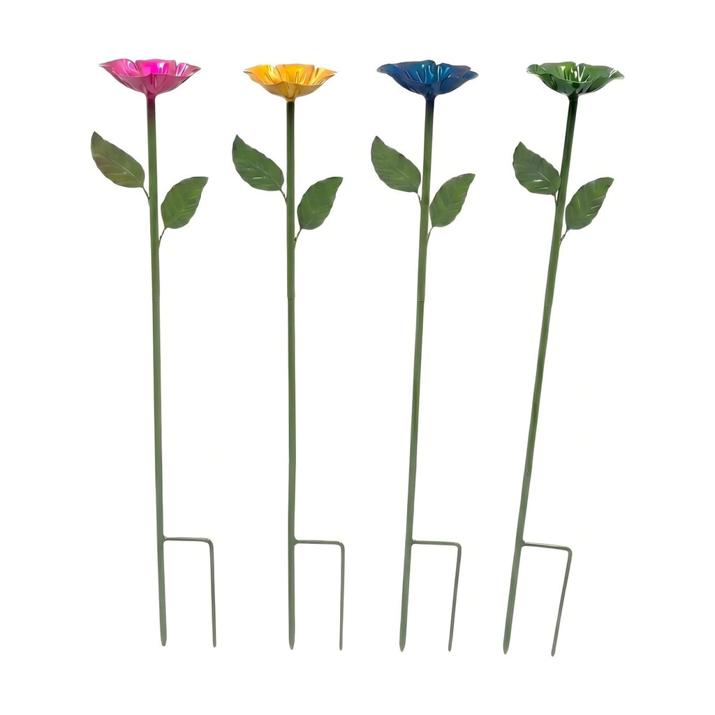 Bee Watering Station for Garden,Metal Bee Bath with Flower Design,Colorful Pollinator Watering Station,4-Pack