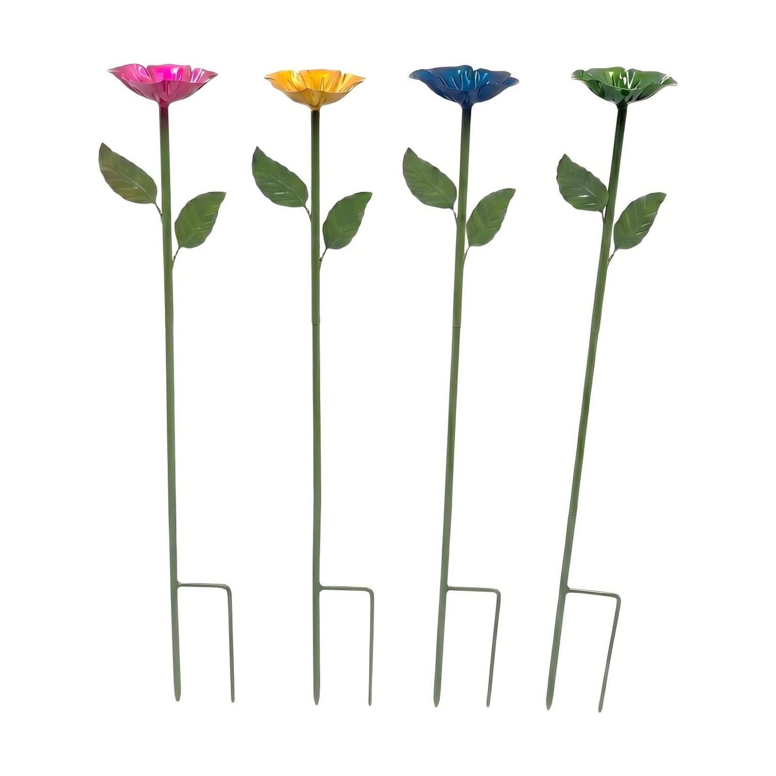 Bee Watering Station for Garden,Metal Bee Bath with Flower Design,Colorful Pollinator Watering Station,4-Pack