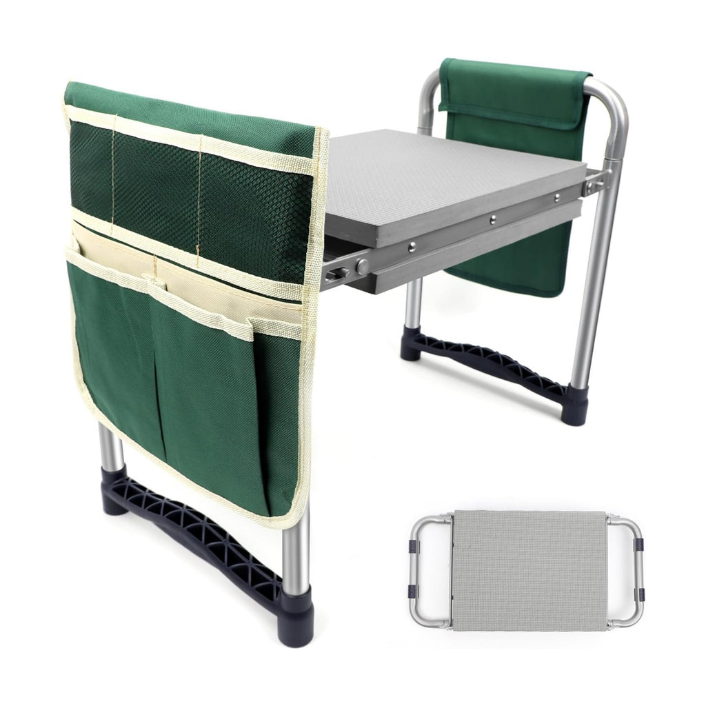 Garden Kneeler and Seat with 11.5" Wide Pad, Foldable Garden Stool with 2 Tool Bags, Heavy Duty Garden Kneeler for