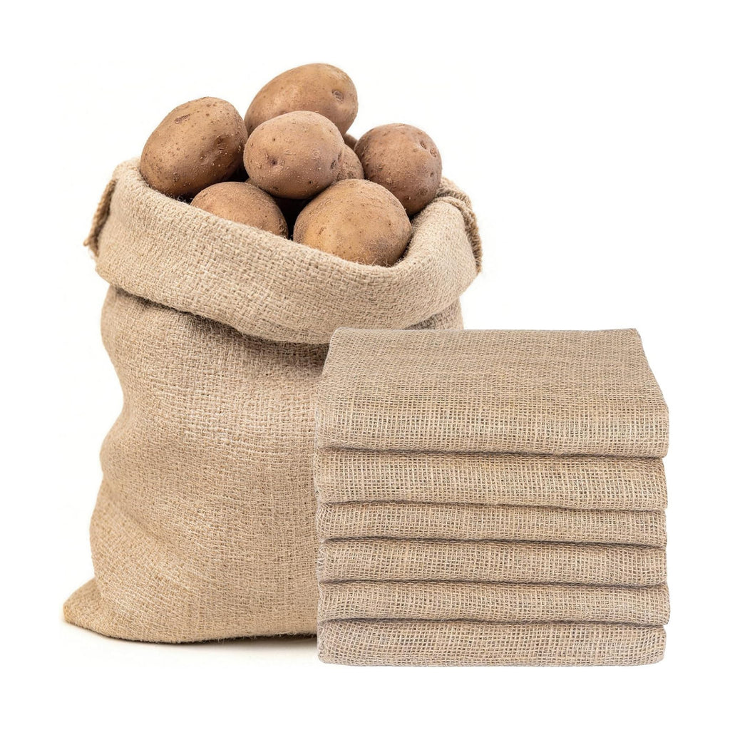 6 Pcs Burlap Bags, 29.53*19.69 Inch Natural Jute Single Burlap Sacks | Reusable & Breathable Plant Grow Bags with Rope