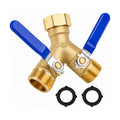 3/4" Standard 2 Way Garden Hose Splitter, Solid Brass Body | For Garden, Washing Machines, Indoor or Outdoor Faucets