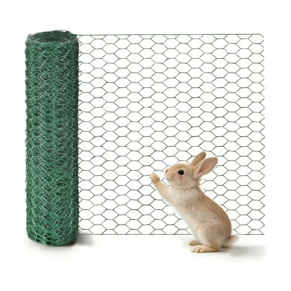 Chicken Wire for Floral Arrangements, 15.7"x157" Green PVC Coated Mesh