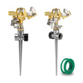 Triumpeek 2 Packs Impact Sprinkler, Brass Head, Aluminum Alloy Stand | On Spike Base, Heavy Duty, Adjustable 360