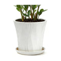 10 Inch Ceramic pots for Plants with Saucer Drainage Leak-Proof Mesh, Round Plant Pot with Gardening Gloves for Indoor