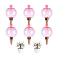 6 Pack Self Watering Globes 17oz Large Plant Watering Globes Top Fill, Self Water Planter Insert Indoor/Outdoor Plastic Water Bulbs Slow Release Terracotta for Plants, Pink