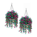 2 Pack Artificial Hanging Flowers Basket Set, Cascading Morning Glory
