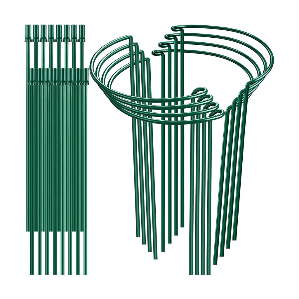 8 Pack 32 or 16 inch Adjustable Plant Support Stakes, Heavy-Duty Half Round Peony Support, Garden Plant Stakes Cage for
