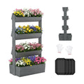 SUNYRISY 4 Tiers Vertical Raised Garden Bed Outdoor Planter Tower | Wooden Freestanding Planter Box for Planting Herbs
