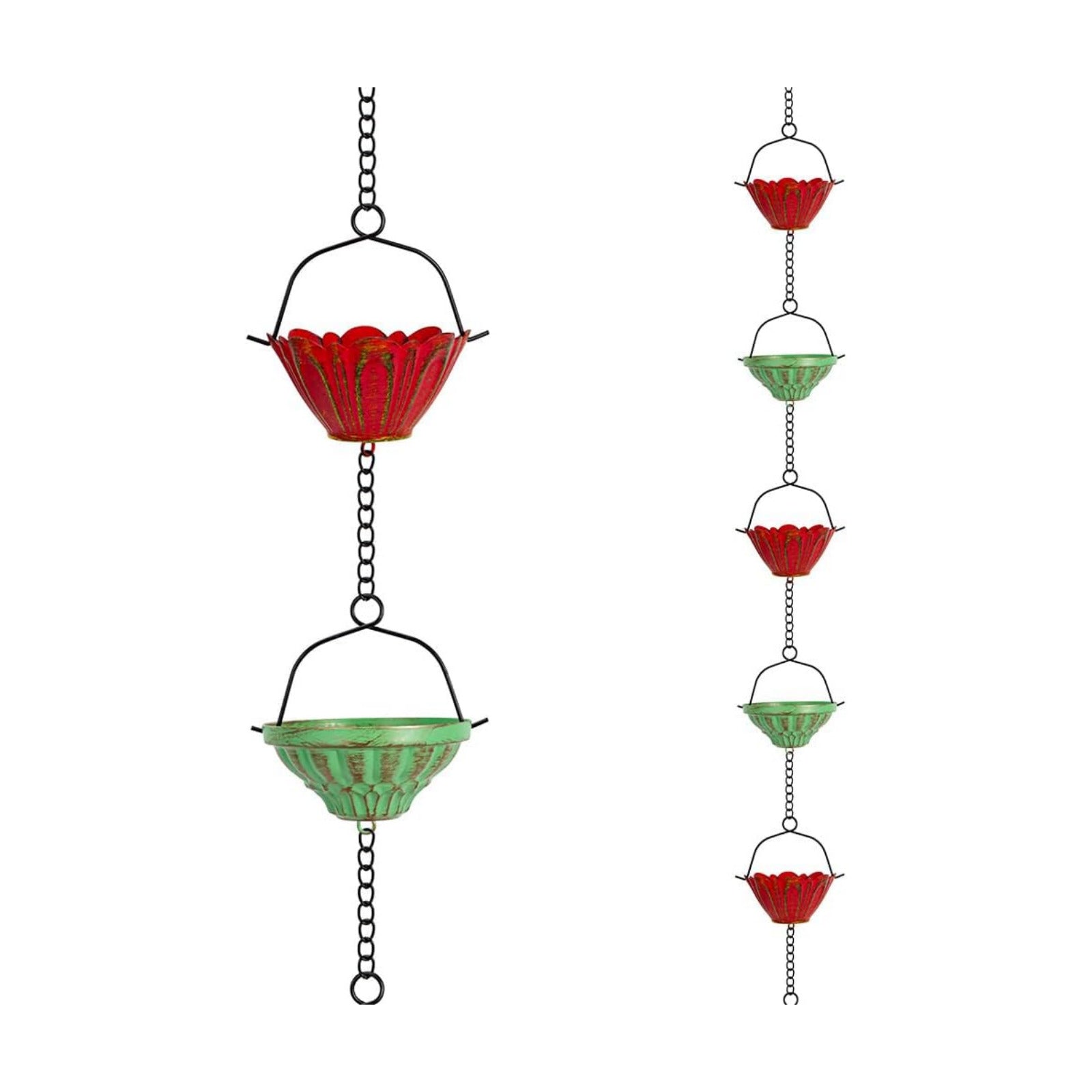 dreamysoul Rain Chains for Outside, 10 FT Decorative Rain Catcher Chains with 16 Cups, Adjustable Rain Chain for