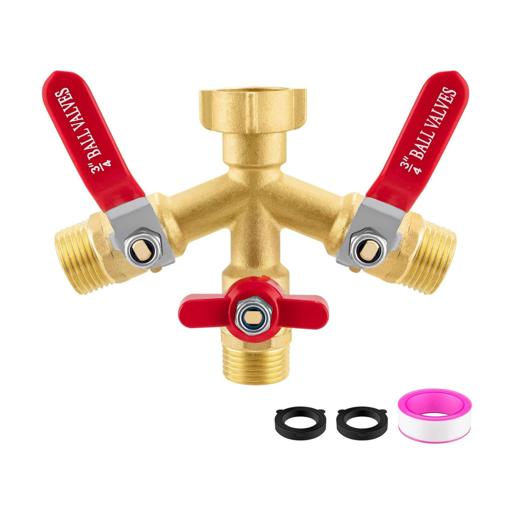 High Flow 3 Way Hose Splitter, Heavy Duty Brass Garden Hose Splitter,Water Hose Spigot Splitter with Easy-Grip Metal