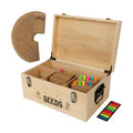 13.1”×7.7”×6” Wood Seed Storage Box 60pcs Seed Envelopes Fluorescent Index Tabs Seed Saving Organizer Box with
