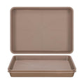 GREANER 3 Packs Plant Saucers for Indoors, 13x10 Inch Brown Plastic Tray, Rectangular Planter Trays and Saucers for Potted Plants