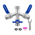 Garden Hose Splitter 3 Way, Heavy Duty 304 Stainless Steel Hose Splitter with Shut-off Valves, Full Flow Garden Water