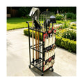 Garden Tool Organizer with Wheels 3 Tier Yard Tool Organizer Rack with Side Storage Pockets Sturdy Metal Steel Holder