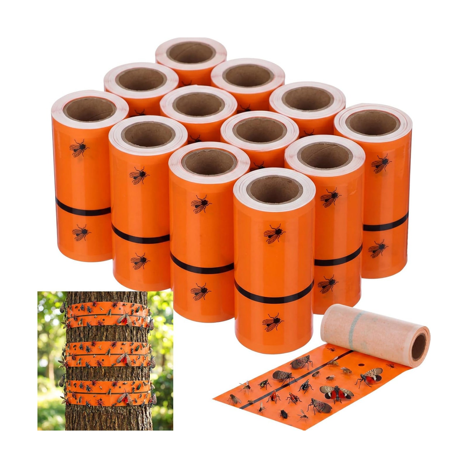 12 Rolls Spotted Lantern Fly Tree Trap 30 Feet Each Roll Lanternfly Tree Outdoor Fruit Fly Sticky Strips Paper Insect