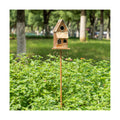 Glitzhome Birdhouses for Outdoors, Decorative Bird Houses for Outside, 53" H Farmhouse Faux Copper 2-Tiered Distressed