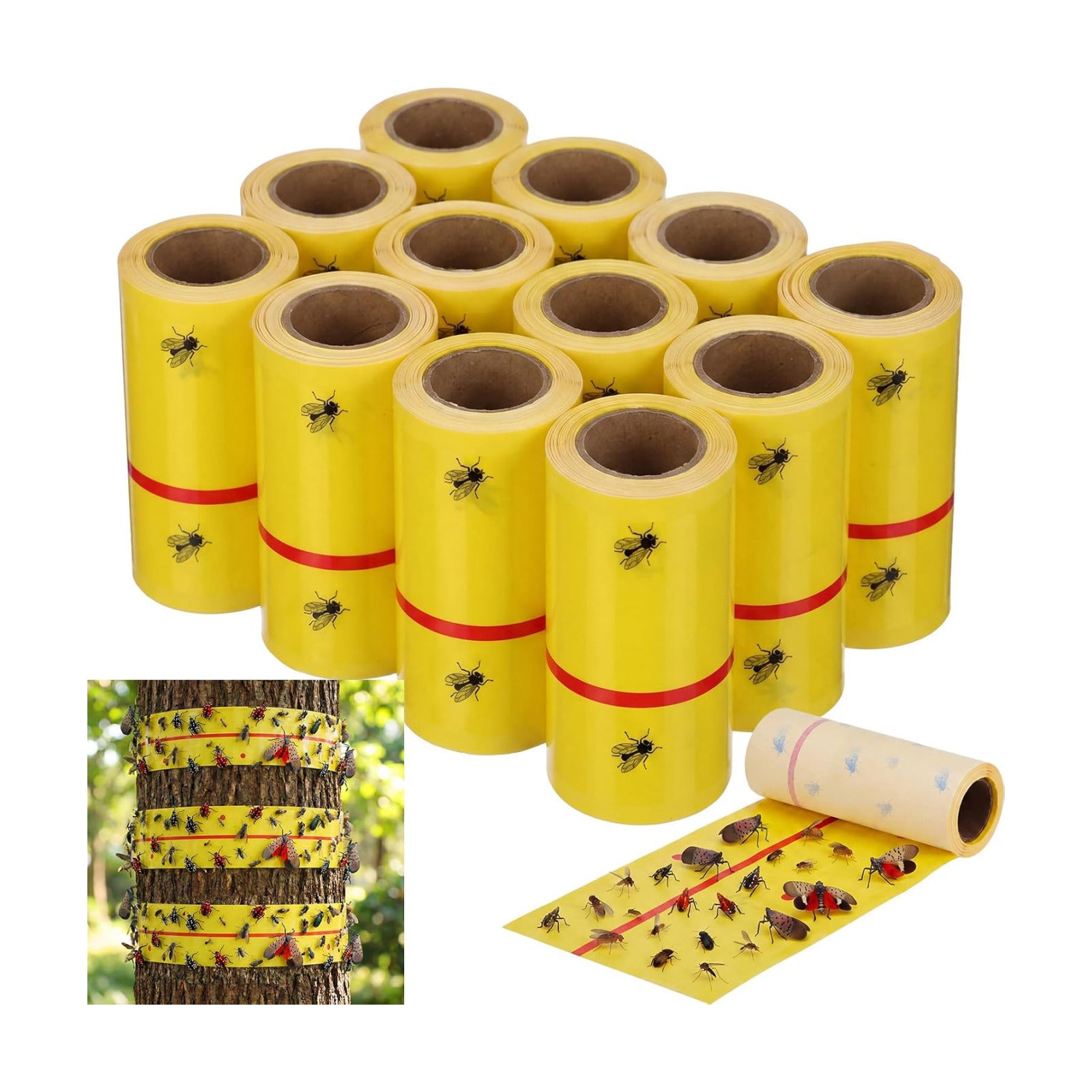 12 Rolls Spotted Lantern Fly Tree Trap 30 Feet Each Roll Lanternfly Tree Outdoor Fruit Fly Sticky Strips Paper Insect
