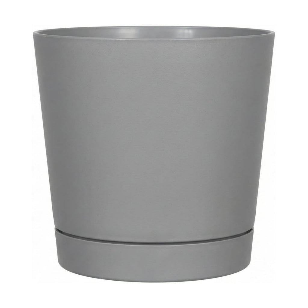 Root & Vessel Majestic Full Depth Round Cylinder Pot, Glossy Gray, 12-Inch (10120)