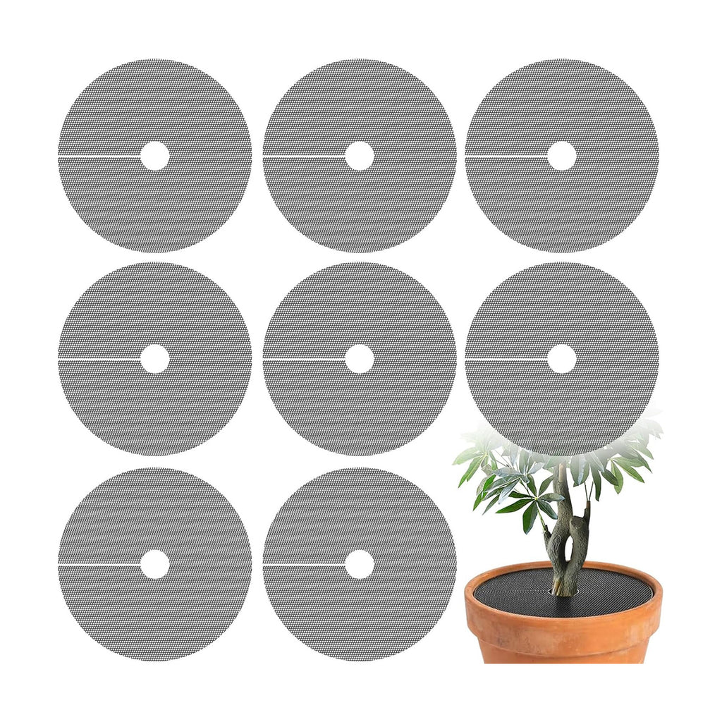 Adnee 8 Pcs 15.7 Inch Plant Pot Grids, Cuttable Plant Pot Soil Covers Protectors from Animals, Indoor Round Planter