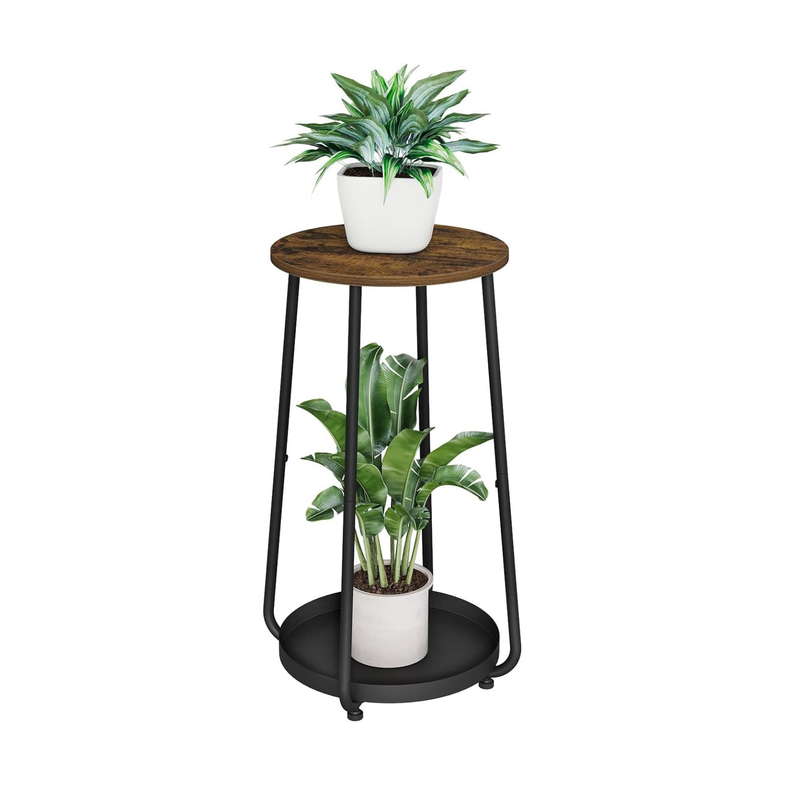 YINMIT Plant Stand Indoor Outdoor, 2 Tier Plant Stands, Flower Pot Holder | Small Plant Stand with Adjustable Feet