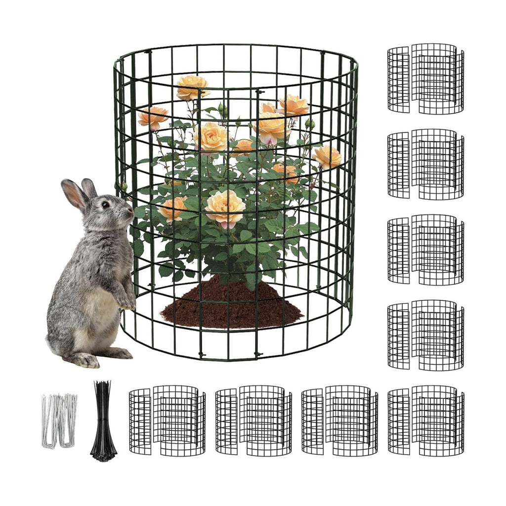 PASARA 8 Pack Plant Protectors from Animals, 16 Inch Round Cloche Plant Cages with Sturdy Chicken Wire Mesh, Garden