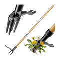 JYI&FORGE Stand Up Weed Puller Tool with Heavy Duty 4-Claw Steel Head | 45" Long Handle, Foot Platform Design, Bamboo