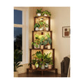 Bamworld Corner Plant Stand with Grow Lights 4-Tier Plant Stand Indoor Wood Plant Stand with Grow Light Tall Shelves
