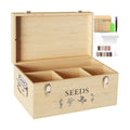 Bamboo Seed Storage Organizer, Large Garden Seed Organizer with Lid & Safety Lock & Handles, Seed Box Includes Seed