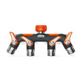 RAINPOINT 4 Way Garden Hose Splitter, 100% Metal Heavy Duty Water Hose Splitter with Individual Shut-Off Valves, 3/4"