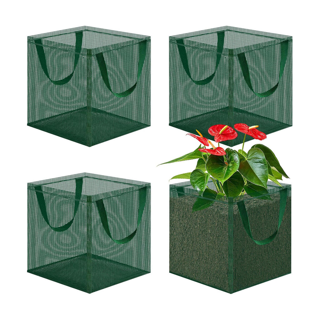 EBaokuup 4 Pcs Pond Planting Bag with Handle, Reusable 7 Inch Square Aquatic Mesh Plant Pot for Ponds, Breathable Green Water Garden Pond Plant Basket for Lotus Bog Terrestrial Plants