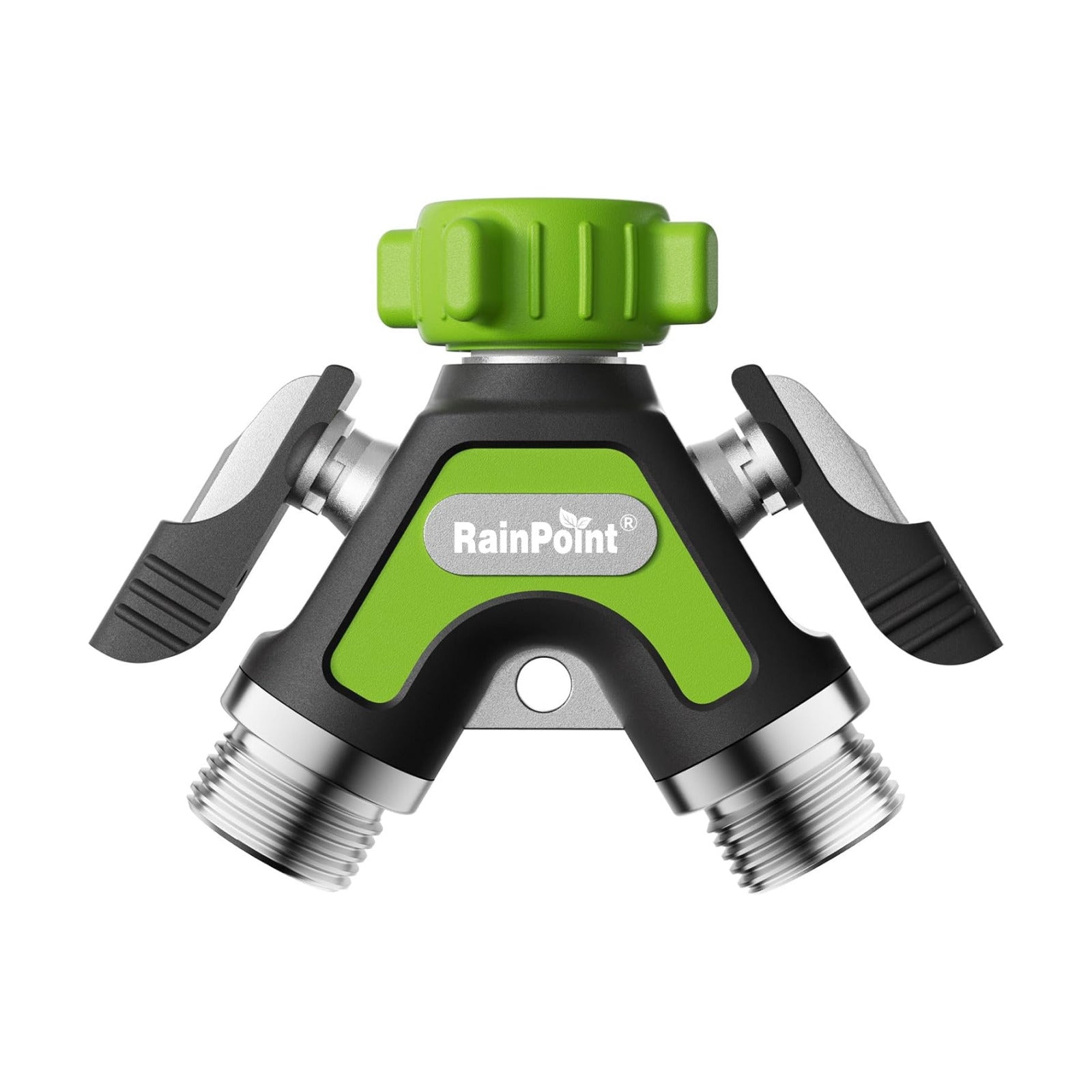 RAINPOINT Garden Hose Splitter 2 Way, All Metal Heavy Duty Water Hose Y Splitter With 2.05" Extra Long Side Handle &