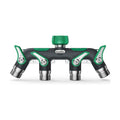RAINPOINT 4 Way Garden Hose Splitter, 100% Metal Heavy Duty Water Hose Splitter with Individual Shut-Off Valves, 3/4"
