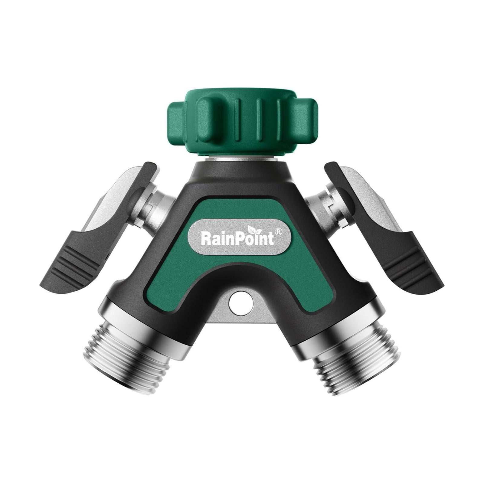 RAINPOINT Garden Hose Splitter 2 Way, All Metal Heavy Duty Water Hose Y Splitter With 2.05" Extra Long Side Handle &