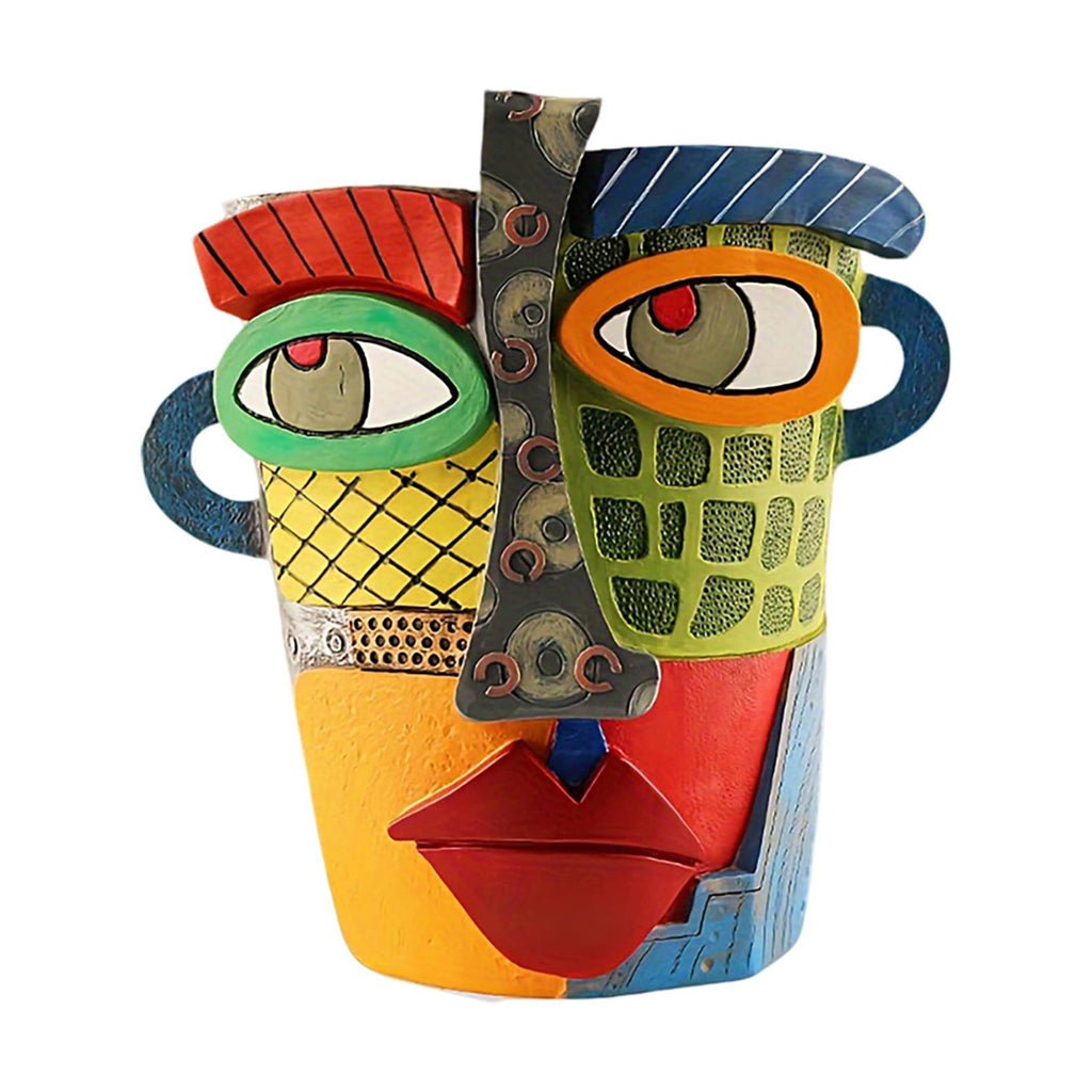 Colorful Abstract Resin Face Flower Pots, Picasso Brutalist Style Head Face Planters, Artistic Unique Pots for Plants